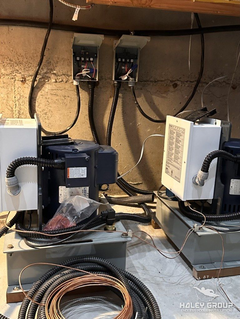 Pool equipment motors and disconnects wired on the crawlspace pad